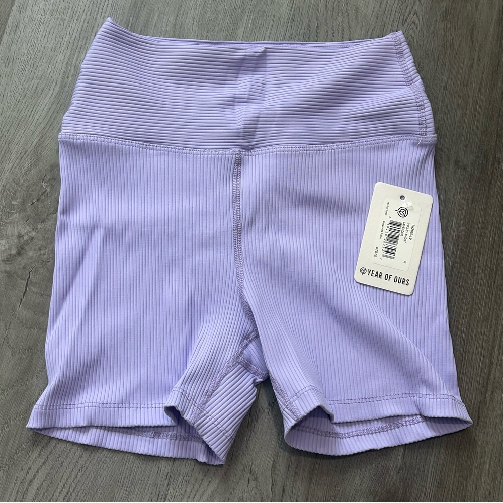 NWT year of ours ribbed volley shorts purple athletic workout size small women’s
